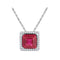 10kt White Gold Women's Cushion Lab-Created Ruby Solitaire Diamond Pendant 1-7-8 Cttw - FREE Shipping (US/CAN)-Gold & Diamond Pendants & Necklaces-JadeMoghul Inc.