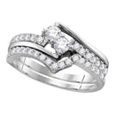 10kt White Gold Women's Diamond 2-stone Bridal Wedding Engagement Ring Band Set 1/2 Cttw - FREE Shipping (US/CAN)-Gold & Diamond Wedding Ring Sets-5-JadeMoghul Inc.