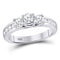 10kt White Gold Women's Diamond 3-stone Bridal or Engagement Ring 1.00 Cttw-Gold & Diamond Wedding Jewelry-JadeMoghul Inc.