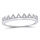 10kt White Gold Women's Diamond Beaded Chevron Stackable Band Ring 1/10 Cttw-Gold & Diamond Rings-JadeMoghul Inc.