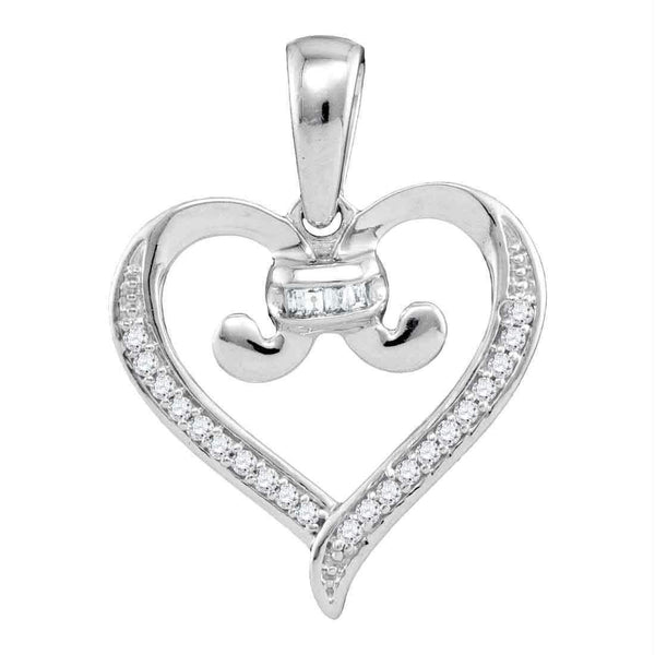 10kt White Gold Women's Diamond Bound Tied Heart Love Pendant 1-12 Cttw - FREE Shipping (US/CAN)-Gold & Diamond Pendants & Necklaces-JadeMoghul Inc.