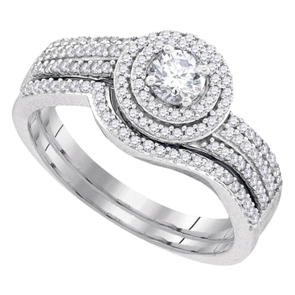 10kt White Gold Women's Diamond Bridal or Engagement Ring Band Set 5/8 Cttw-Gold & Diamond Wedding Jewelry-JadeMoghul Inc.