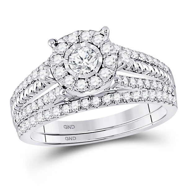10kt White Gold Women's Diamond Bridal or Engagement Ring Band Set 7/8 Cttw-Gold & Diamond Wedding Jewelry-JadeMoghul Inc.