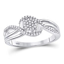 10kt White Gold Women's Diamond Circle Cluster Strand Ring-Rings And Bands-JadeMoghul Inc.