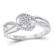 10kt White Gold Women's Diamond Circle Cluster Strand Ring-Rings And Bands-JadeMoghul Inc.