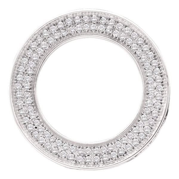 10kt White Gold Women's Diamond Circle Pendant 1/3 Cttw-Gold & Diamond Pendants & Necklaces-JadeMoghul Inc.