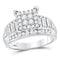 10kt White Gold Women's Diamond Cluster Bridal or Engagement Ring 1.00 Cttw-Gold & Diamond Wedding Jewelry-JadeMoghul Inc.