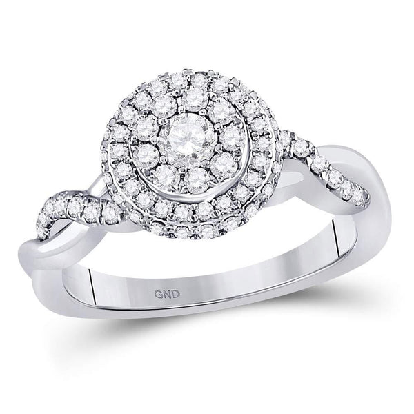 10kt White Gold Women's Diamond Cluster Bridal or Engagement Ring 3/4 Cttw-Gold & Diamond Wedding Jewelry-JadeMoghul Inc.