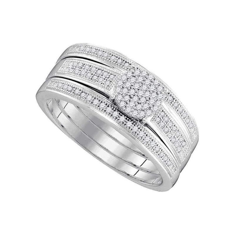 10kt White Gold Women's Diamond Cluster Bridal Wedding Engagement Ring Band Set 1/4 Cttw - FREE Shipping (US/CAN)-Gold & Diamond Wedding Ring Sets-5-JadeMoghul Inc.