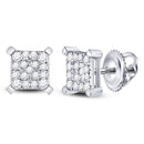 10kt White Gold Women's Diamond Cluster Earrings 1/4 Cttw-Gold & Diamond Earrings-JadeMoghul Inc.