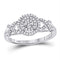 10kt White Gold Women's Diamond Cluster Split-shank XO Ring-Rings And Bands-JadeMoghul Inc.