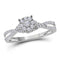 10kt White Gold Women's Diamond Cluster Twist Bridal or Engagement Ring 3/4 Cttw-Gold & Diamond Wedding Jewelry-JadeMoghul Inc.