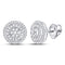 10kt White Gold Women's Diamond Concentric Circle Cluster Earrings 1/2 Cttw-Gold & Diamond Earrings-JadeMoghul Inc.