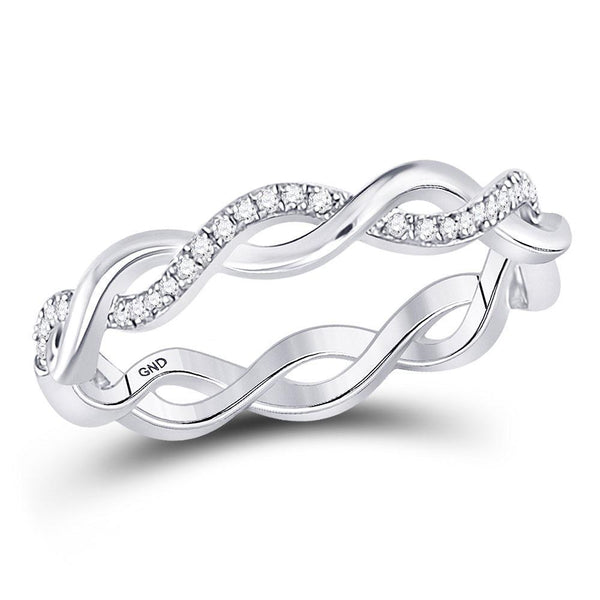 10kt White Gold Women's Diamond Fashion Braid Band Ring 1/10 Cttw-Gold & Diamond Rings-JadeMoghul Inc.