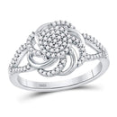 10kt White Gold Women's Diamond Flower Petals Ring-Rings And Bands-6.5-JadeMoghul Inc.