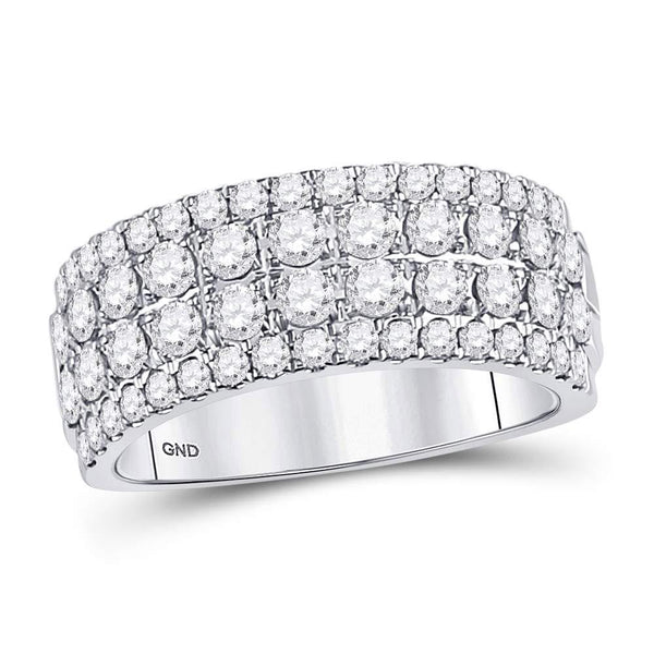 10kt White Gold Women's Diamond Four Row Machine Set Band Ring 1-1/2 Cttw-Gold & Diamond Rings-JadeMoghul Inc.