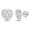 10kt White Gold Women's Diamond Heart Cluster Earrings 3/4 Cttw-Gold & Diamond Earrings-JadeMoghul Inc.