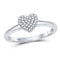 10kt White Gold Women's Diamond Heart Cluster Ring 1/10 Cttw-Gold & Diamond Rings-JadeMoghul Inc.