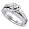 10kt White Gold Women's Diamond Heart Love Bridal Wedding Engagement Ring Set 1/2 Cttw - FREE Shipping (US/CAN) Size 5-Gold & Diamond Wedding Ring Sets-4.5-JadeMoghul Inc.