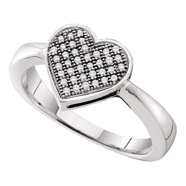 10kt White Gold Women's Diamond Heart Love Cluster Ring 1/10 Cttw - FREE Shipping (US/CAN)-Gold & Diamond Heart Rings-6.5-JadeMoghul Inc.