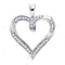 10kt White Gold Women's Diamond Heart Pendant 1/10 Cttw-Gold & Diamond Pendants & Necklaces-JadeMoghul Inc.