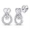 10kt White Gold Women's Diamond Heart Teardrop Dangle Earrings-Earrings-JadeMoghul Inc.