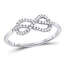 10kt White Gold Women's Diamond Infinity Fashion Ring 1/6 Cttw-Gold & Diamond Rings-JadeMoghul Inc.