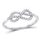 10kt White Gold Women's Diamond Infinity Fashion Ring 1/6 Cttw-Gold & Diamond Rings-JadeMoghul Inc.