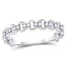 10kt White Gold Women's Diamond Link Stackable Band Ring-Rings And Bands-6-JadeMoghul Inc.