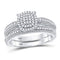 10kt White Gold Women's Diamond Milgrain Bridal Wedding Ring Set 1/3 Cttw-Gold & Diamond Wedding Jewelry-JadeMoghul Inc.