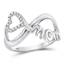 10kt White Gold Women's Diamond Mom Infinity Heart Ring 1/20 Cttw-Gold & Diamond Rings-JadeMoghul Inc.