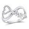 10kt White Gold Women's Diamond Mom Infinity Heart Ring 1/20 Cttw-Gold & Diamond Rings-JadeMoghul Inc.