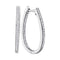 10kt White Gold Women's Diamond Oblong Oval Hoop Earrings 1/3 Cttw-Gold & Diamond Earrings-JadeMoghul Inc.