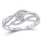 10kt White Gold Women's Diamond Open Strand Cluster Ring 1/6 Cttw-Gold & Diamond Rings-JadeMoghul Inc.
