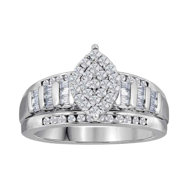 10kt White Gold Women's Diamond Oval Cluster Bridal Wedding Engagement Ring 2.00 Cttw - FREE Shipping (US/CAN)-Gold & Diamond Engagement & Anniversary Rings-5.5-JadeMoghul Inc.