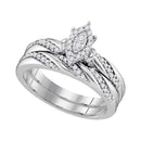 10kt White Gold Women's Diamond Oval Cluster Bridal Wedding Engagement Ring Band Set 1/4 Cttw - FREE Shipping (US/CAN)-Wedding Jewelry-5-JadeMoghul Inc.