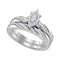 10kt White Gold Women's Diamond Oval Cluster Bridal Wedding Engagement Ring Band Set 1/4 Cttw - FREE Shipping (US/CAN)-Wedding Jewelry-5-JadeMoghul Inc.