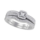 10kt White Gold Women's Diamond Princess Bridal Wedding Engagement Ring Band Set 1/3 Cttw - FREE Shipping (US/CAN)-Gold & Diamond Wedding Ring Sets-5-JadeMoghul Inc.