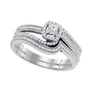 10kt White Gold Women's Diamond Princess Bridal Wedding Engagement Ring Band Set 3/8 Cttw - FREE Shipping (US/CAN)-Gold & Diamond Wedding Ring Sets-6-JadeMoghul Inc.