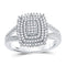 10kt White Gold Women's Diamond Rectangle Cluster Split-shank Ring 1/4 Cttw-Gold & Diamond Rings-JadeMoghul Inc.