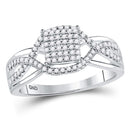 10kt White Gold Women's Diamond Rectangle Twist Cluster Ring-Rings And Bands-6.5-JadeMoghul Inc.