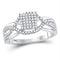 10kt White Gold Women's Diamond Rectangle Twist Cluster Ring-Rings And Bands-7.5-JadeMoghul Inc.
