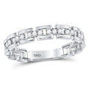 10kt White Gold Women's Diamond Rolo Link Stackable Band Ring-Rings And Bands-9-JadeMoghul Inc.