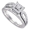 10kt White Gold Women's Diamond Round Bridal Wedding Engagement Ring Band Set 1/4 Cttw - FREE Shipping (US/CAN)-Gold & Diamond Wedding Ring Sets-5-JadeMoghul Inc.