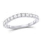 10kt White Gold Women's Diamond Single Row Band Ring 1/2 Cttw-Gold & Diamond Rings-JadeMoghul Inc.