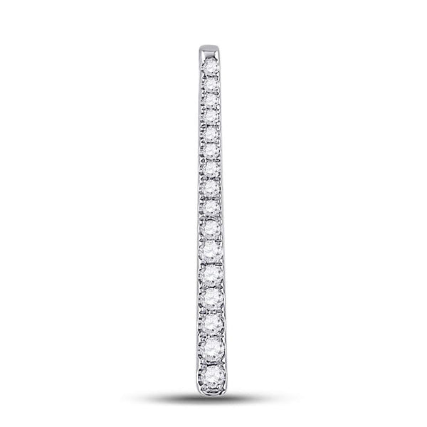 10kt White Gold Women's Diamond Single Row Vertical Bar Pendant 1/5 Cttw-Gold & Diamond Pendants & Necklaces-JadeMoghul Inc.
