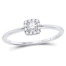 10kt White Gold Women's Diamond Solitaire Stackable Band Ring-Rings And Bands-5-JadeMoghul Inc.