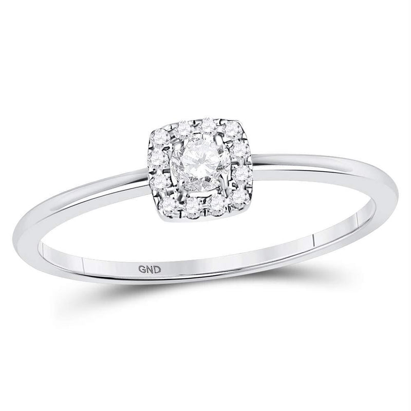 10kt White Gold Women's Diamond Solitaire Stackable Band Ring-Rings And Bands-8.5-JadeMoghul Inc.