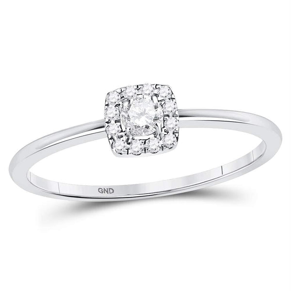 10kt White Gold Women's Diamond Solitaire Stackable Band Ring-Rings And Bands-9-JadeMoghul Inc.
