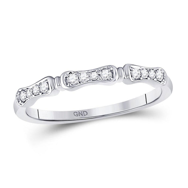 10kt White Gold Women's Diamond Stackable Band Ring 1/10 Cttw-Gold & Diamond Rings-JadeMoghul Inc.